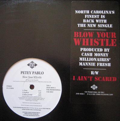 12inch Record PETEY PABLO - Blow Your Whistle JDAB400361PROMO Jive 2002 US Rap & Hip-Hop/R&B Used