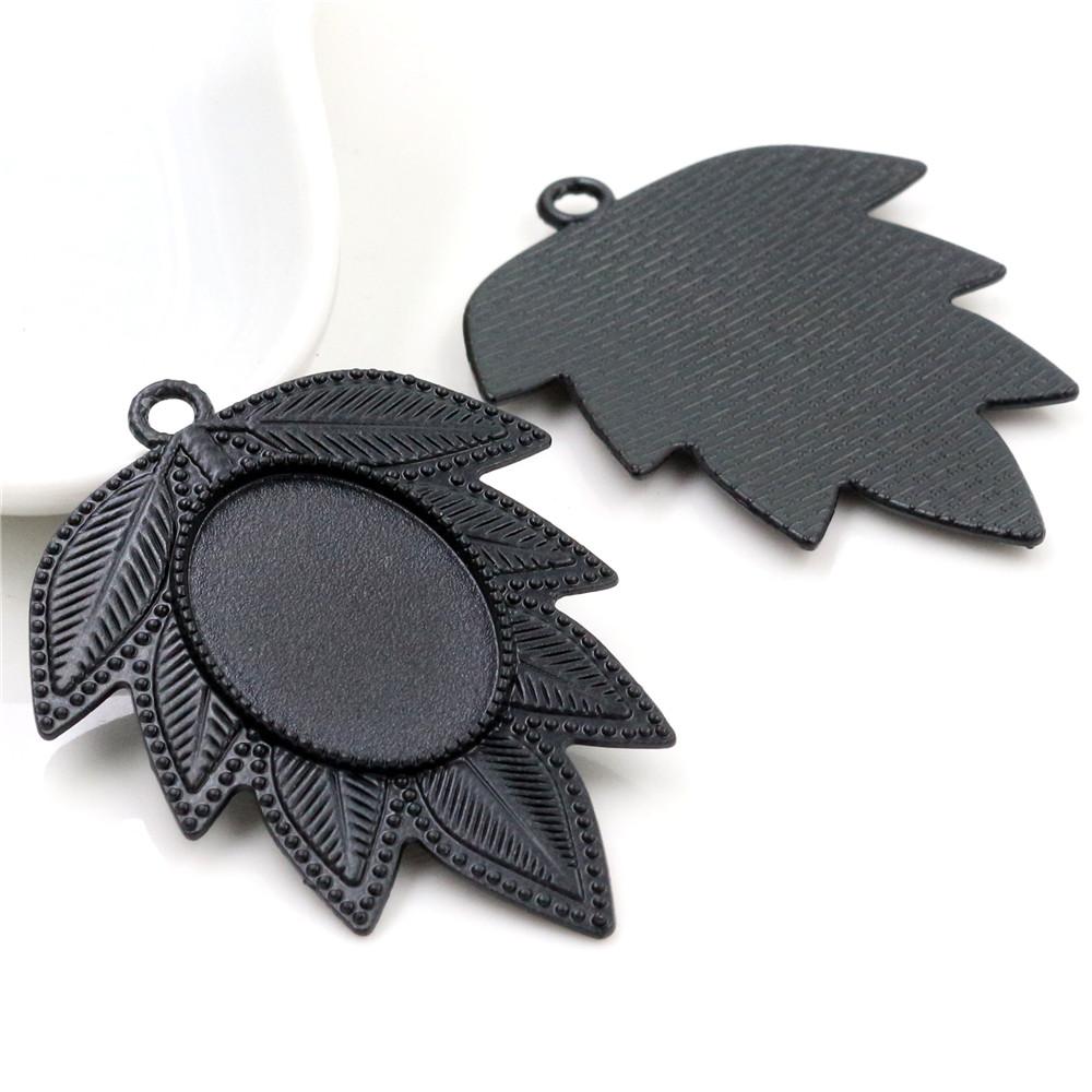 5 pièces 18x25mm Taille intérieure Plaqué Argent Antique Bronze Noir Style Mode Cabochon Camée Base Support Pendentif Apprêts pour collier