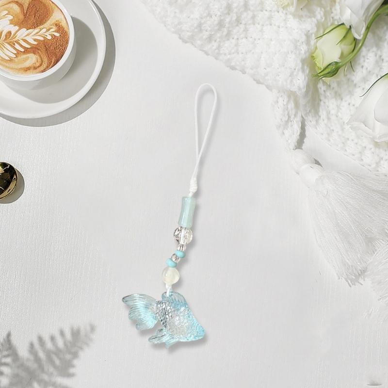 Lovely Fish Pendant Handmade Beaded Phone Charm Portable Girls' Fashion Accessory for Mobiles Trendy Women Ladies