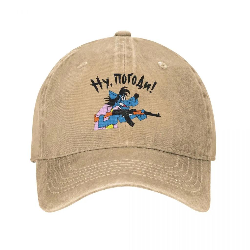 Nu Pogodi Wolf Baseball Cap Vintage Distressed Denim Snapback Cap for Men Women Outdoor Workouts Unstructured Soft Hats Cap