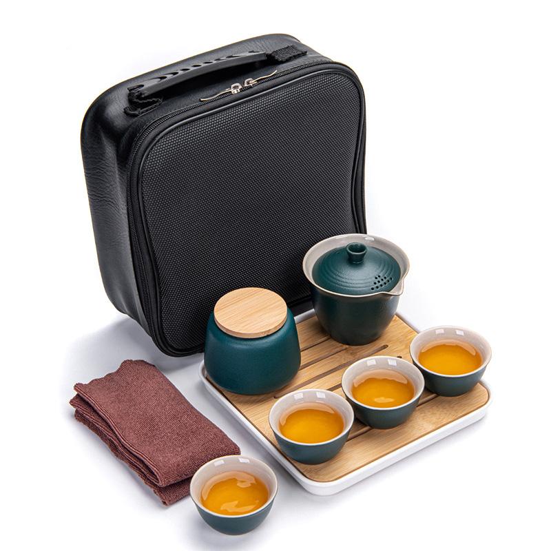 Travel Tea Set Quick Cup Portable Camping Outdoor Travel Brewing Tea Cup One Pot Three Cups Teapot
