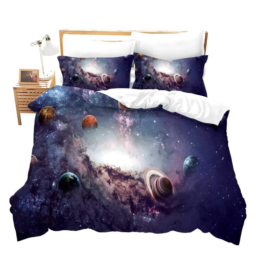 Comforter Outer Space Universe Galaxy Suitable For Children Boys Girls Star Moon Bedding Set Warm