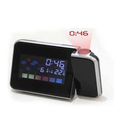 LCD Projection Table Clock Mute Night Light Snooze Student Alarm Clock Home Decor Desk Clock with Temperature Calendar Display