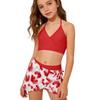 Girls Two Piece Swimsuit Set Adjustable Straps Bikini Top High Waist Bottom with Ruffle Skirt Cover Up Lightweight Swimwear for Kids