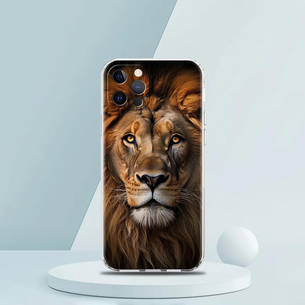 The Lion Phone Case for iPhone 16 15 14 13 12 Pro Max Transparent Soft for iPhone 11 Pro Max 7 8 Plus XS XR Silicone Shell Capas