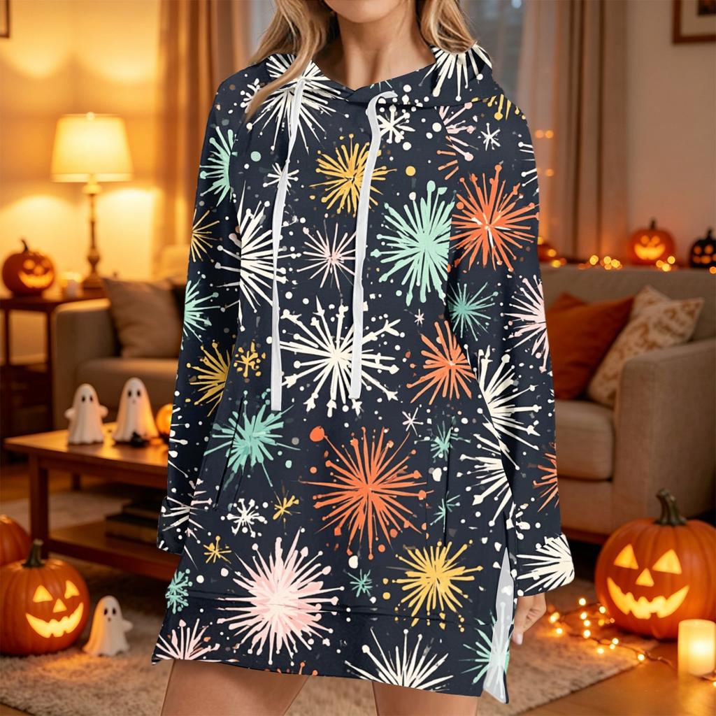 Women's Casual Long Sleeve Christmas Print Hoodie for Winter Holiday