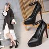 Women's high heels 2026 summer slim heel waterproof platform black work shoes 12cm single shoe women