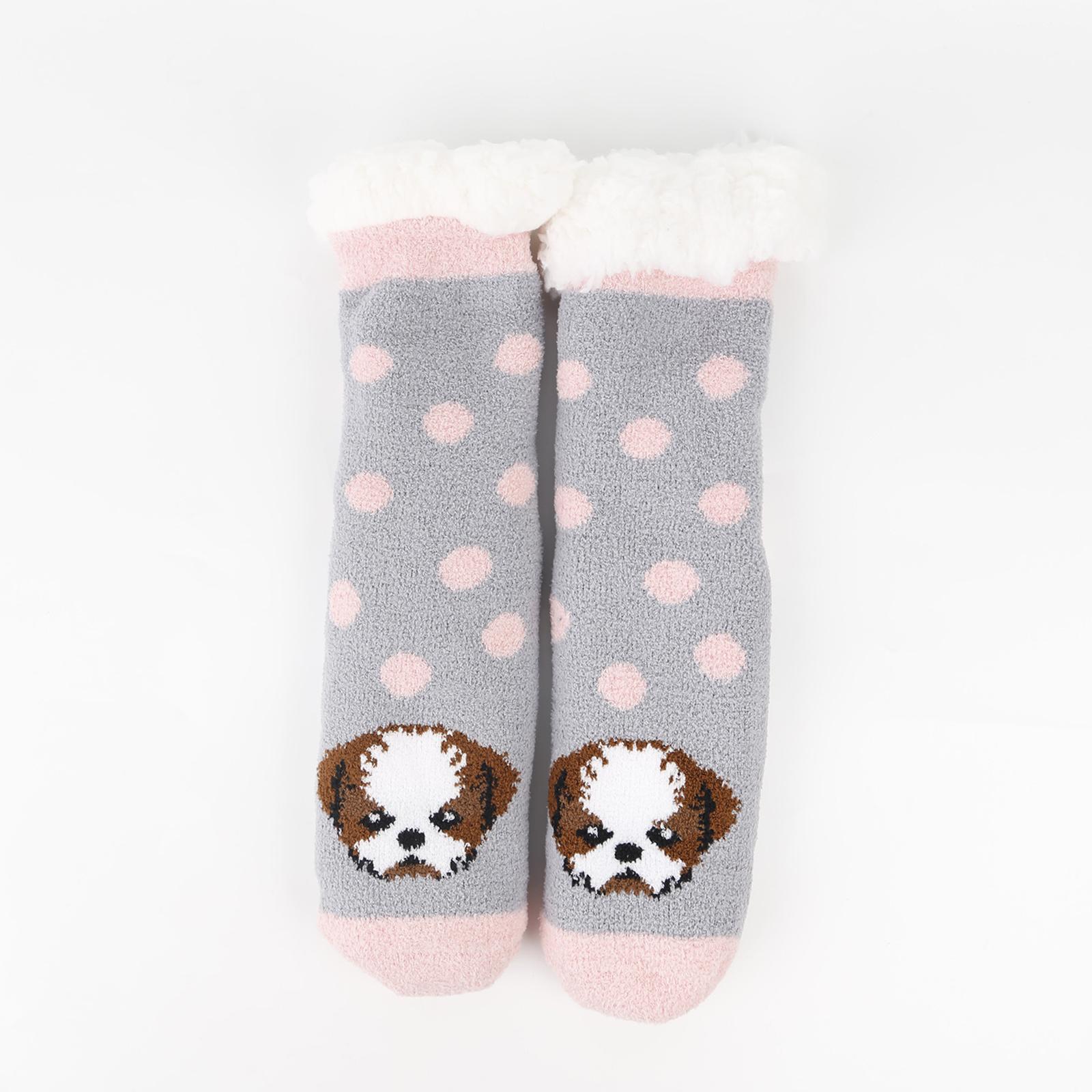 

Женские толстые носки из кораллового флиса для снега, носки для сна из овечьей шерсти, носки-гольфы, рождественские носки в подарок One Size