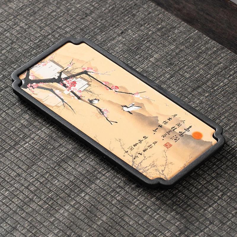 Chinese Style Retro Absorbent Tea Tray for Coffee Tables, Modern Household Decoration, Dry Bubble Function, New Design