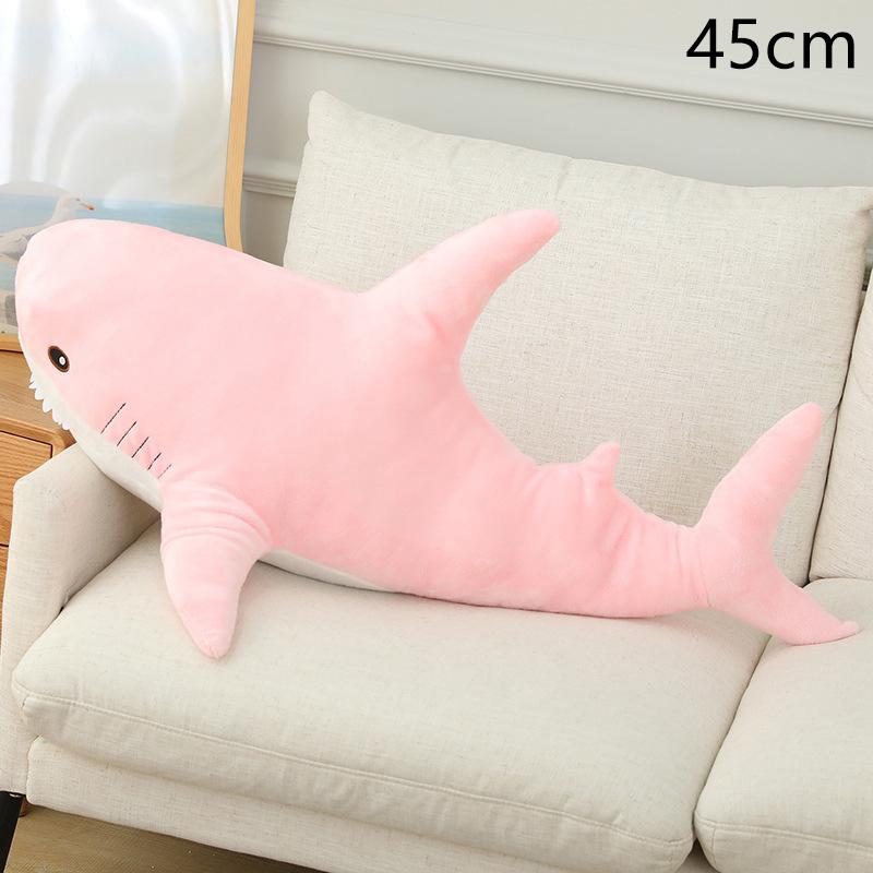 Almohada de tiburón creativa de 30/45/60 cm, juguete de peluche para silla, cojín de peluche, muñeco de tiburón relleno, regalo de vacaciones, adorno decorativo kawaii para el hogar