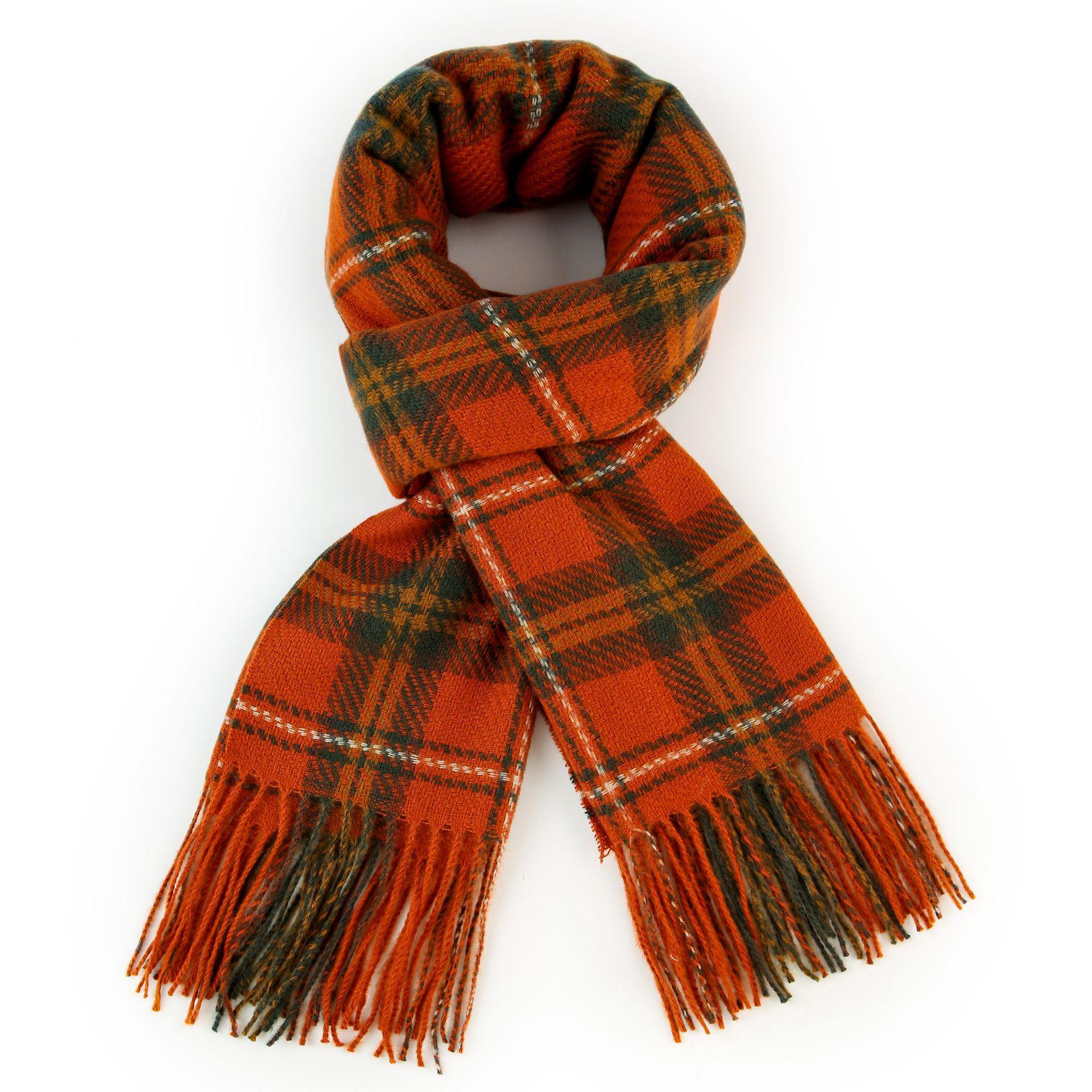 Women s Winter Faux Cashmere Plaid Tassel Scarf Shawl