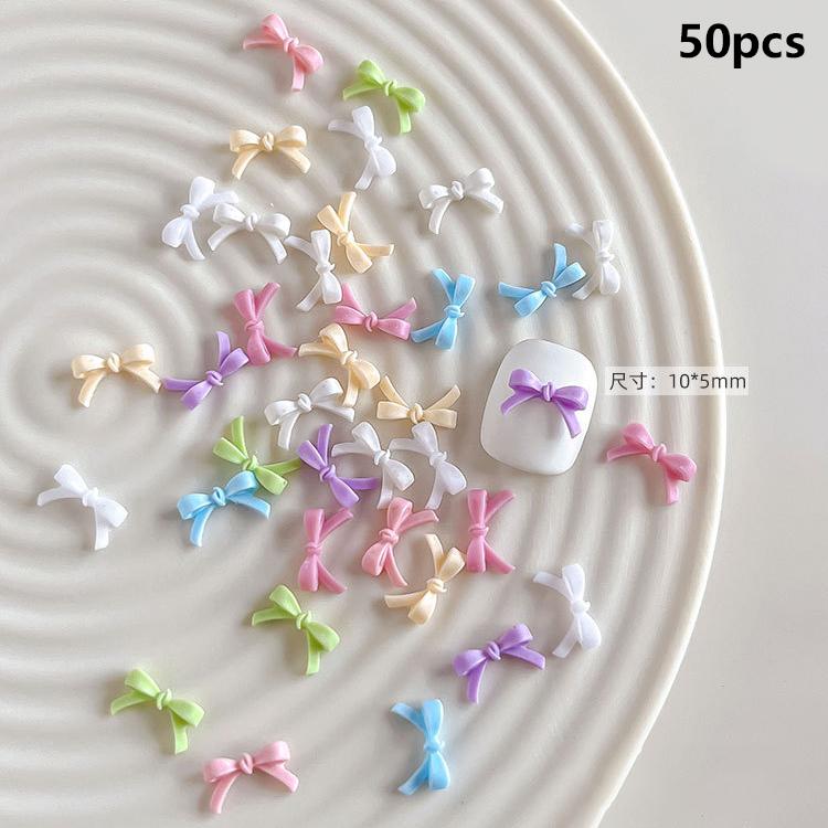 Mixed Cute Mini Colorful Resin Line Bowknot Bow Tie Ribbon Nail Art Decorations DIY Manicure Rhinestones Accessories