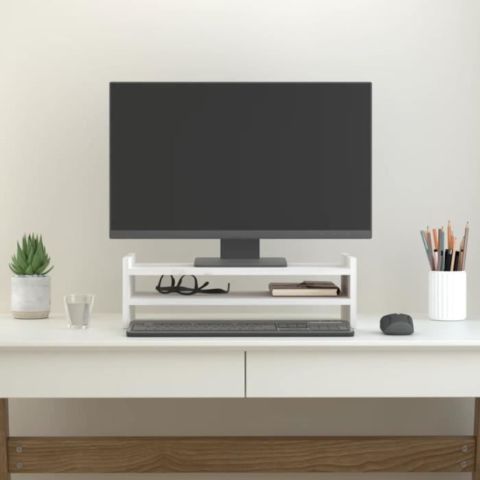 VidaXL Support de moniteur Blanc 50x27x15 cm Bois de pin solide 814020