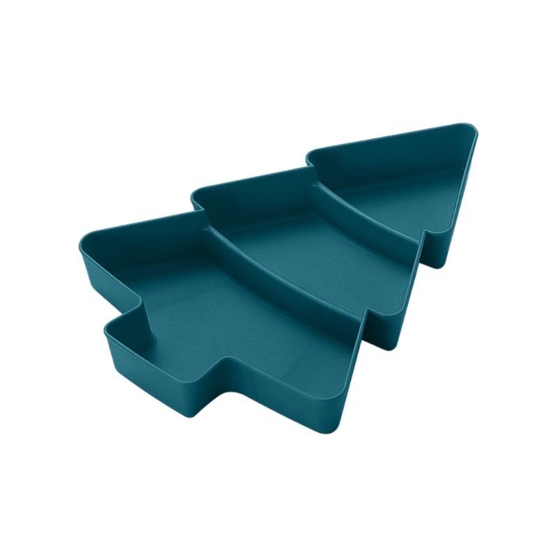 Holiday Party Serving Dish Plastic Christmas Tree Candy Tray With 6 Section for Snacks and Nut