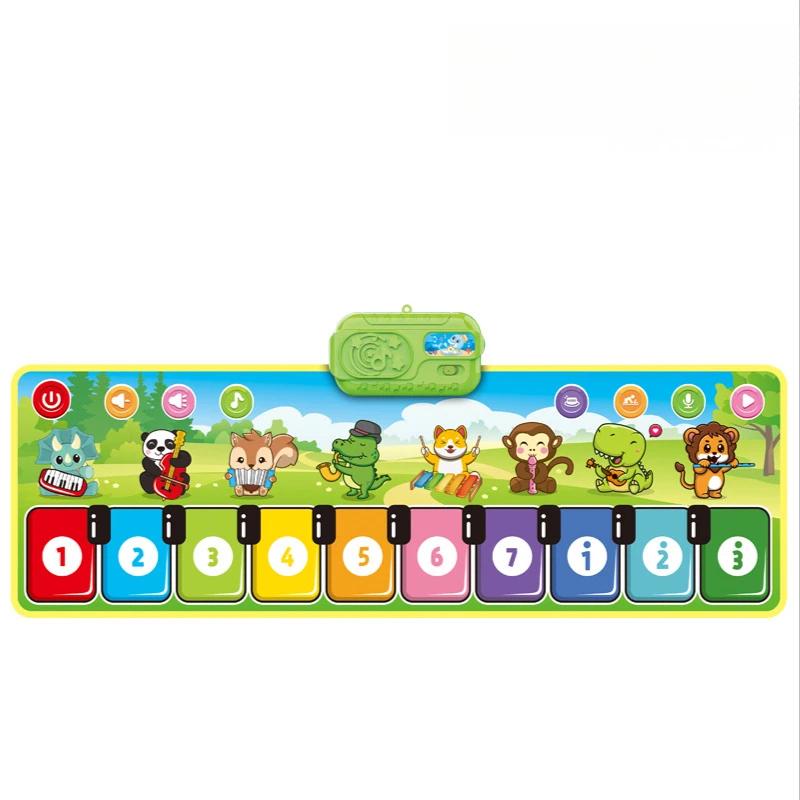 

110x36см Музыкальный коврик для пианино для малышей Напольный коврик для скрипки, клавиатуры и танцев со звуками 8 инструментов Детский коврик Обучающие игрушки для изучения