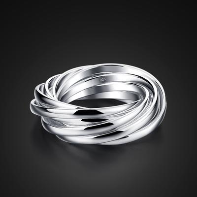 Einfacher Fünf-Ringe-Neun-Ringe-Ring Damen Weißkupferplattierter Dicker Rhodium-Gold-Ring Silberschmuck