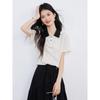 Women's Color Block Polo Collar Short Sleeve T-Shirt