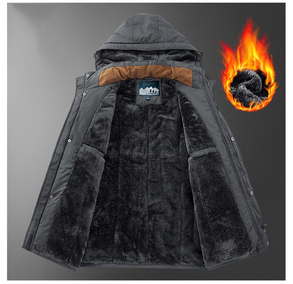 New Winter Men's Fleece-Lined Parka Coat Casual Vintage Military Workwear Jacket Thickened Detachable Hooded Parkas Men Overcoat