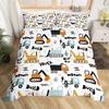 Construction Tractor Truck King Queen Duvet Cover Excavators Crane Bedding Set Vehicle Quilt Cover Polyester Comforter Cover
