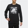 Adidas Logo Print Camouflage Loose Fit Sports Crew Neck Sweatshirt Men Sweatshirt Black FJ0240