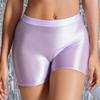 Pantaloncini sportivi attillati da donna, sexy, di media lunghezza, effetto lucido