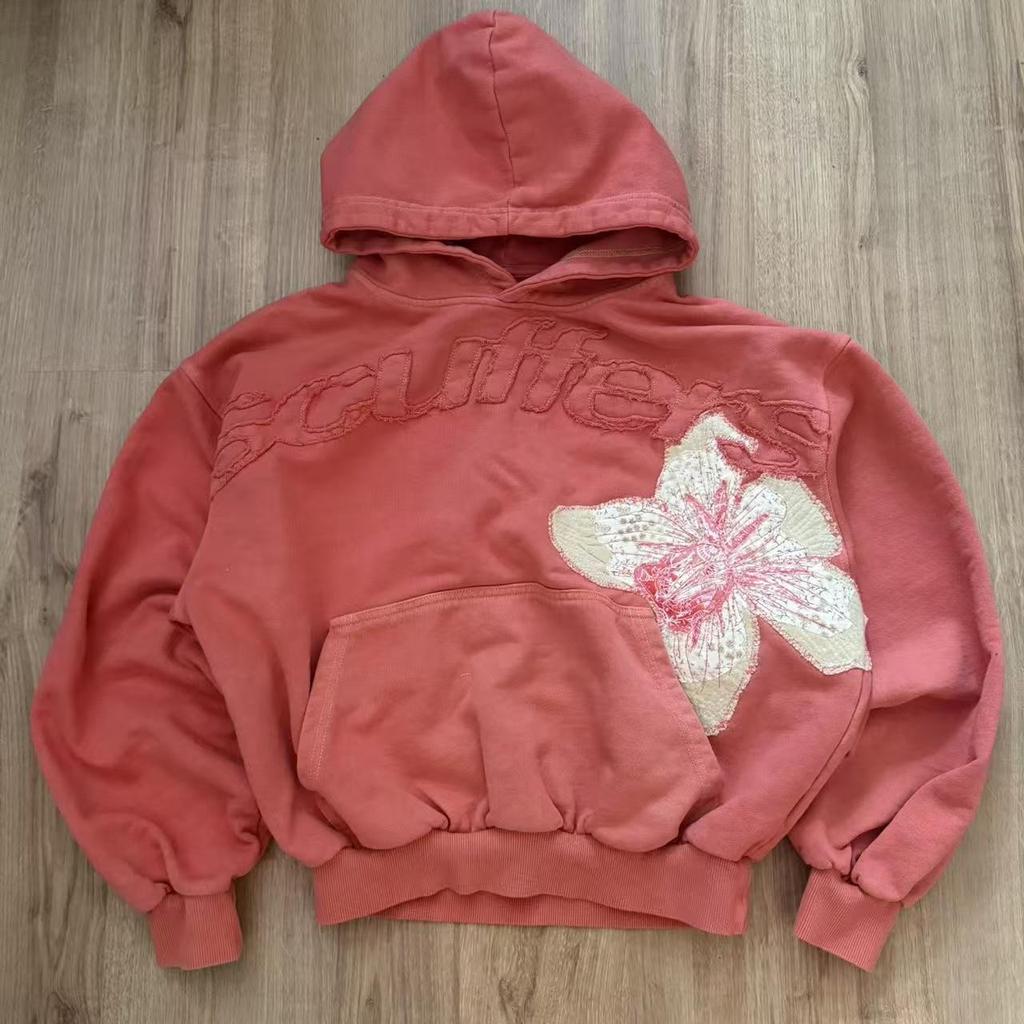 European and American Trendy Brand New Street Hoodies, INS Men's and Women's Y2K Retro Floral Digital Fashion Sweatshirt