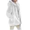 Winter Women Fashion Loose Plush Hooded Coat Long Sleeve Zipper Pocket Solid