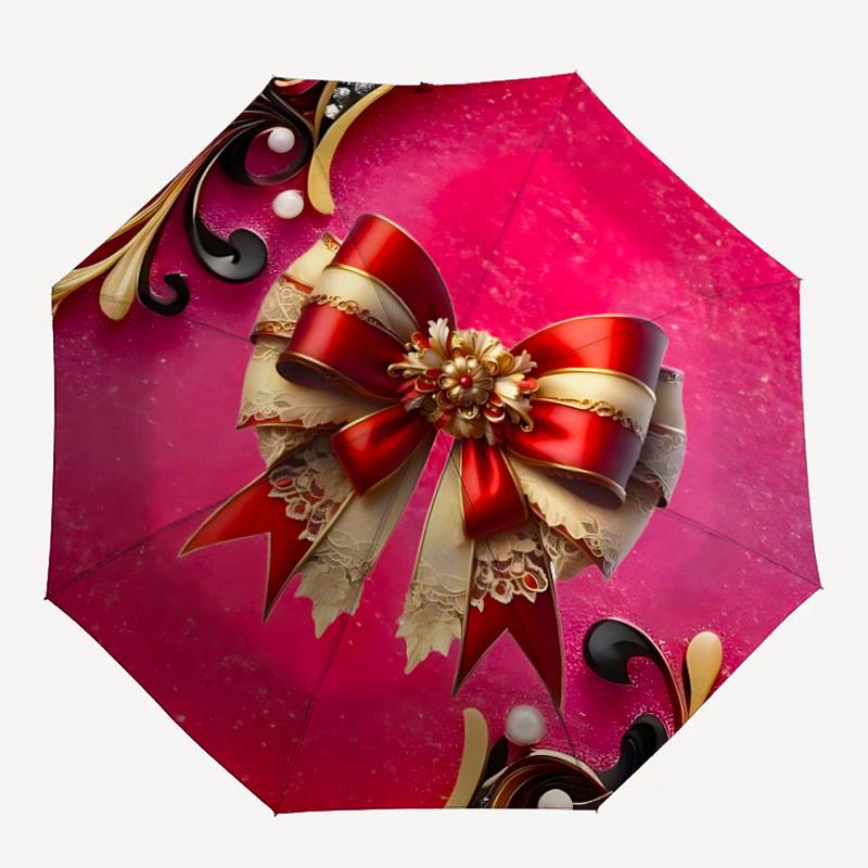 1pc Bow, Decorative Automatic Opening/Closing Folding Umbrella with 8 Ribs,Portable Sunshade Umbrella Birthday and Holiday Gifts Yy251231124