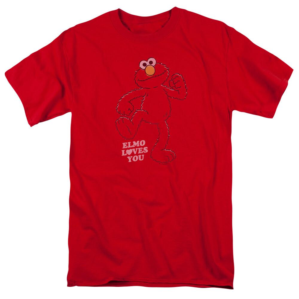 Sesame Street Elmo Loves You T Shirt Mens Licensed Classic TV Show Elmo Tee Red XXL