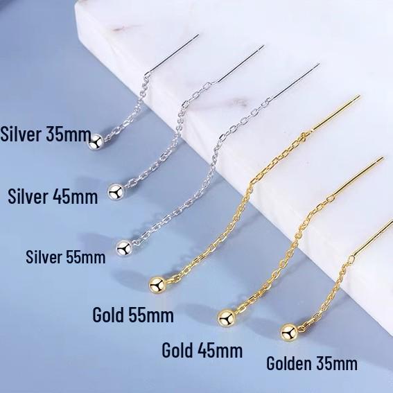 

Серьги-кисточки из стерлингового серебра 925 пробы в виде бобов - Креативный простой стиль с круглыми бусинами 4.5cm золотой