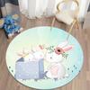 Cartoon Rabbit Girl Animal Flowers Round Carpet Cute Bunny Mouse Circle Rug Home Bedroom Living Room Floor Mat Chair Pad Doormat