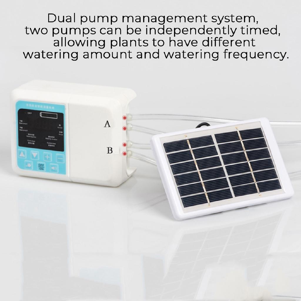 Double Pump Intelligent Garden Automatic Watering Device Solar Energy Charging Potted Plant Drip Irrigation Timer System