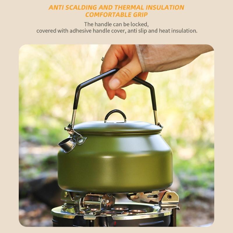 Portable 1 Litre Lightweight Stainless Steel Camping Kettle Durable and Camping Tea Pot for Indoor Outdoor Campfire Use