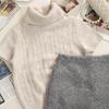 Women's Versatile Liu Liu Style High Neck Short Sleeve Knit Wool Sweater