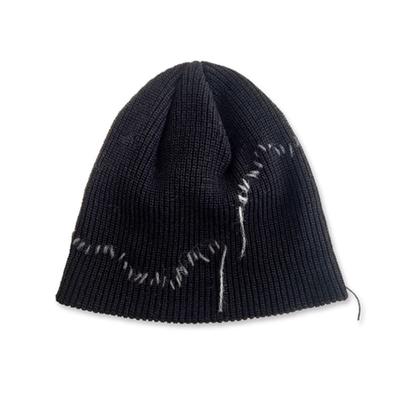 NOUGHT Wave Hand Stitch Detail Beanie / Black