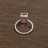 Emerald Cut Pink Kunzite Ring, 925 Sterling Silver, Handmade Bold Statement Jewelry