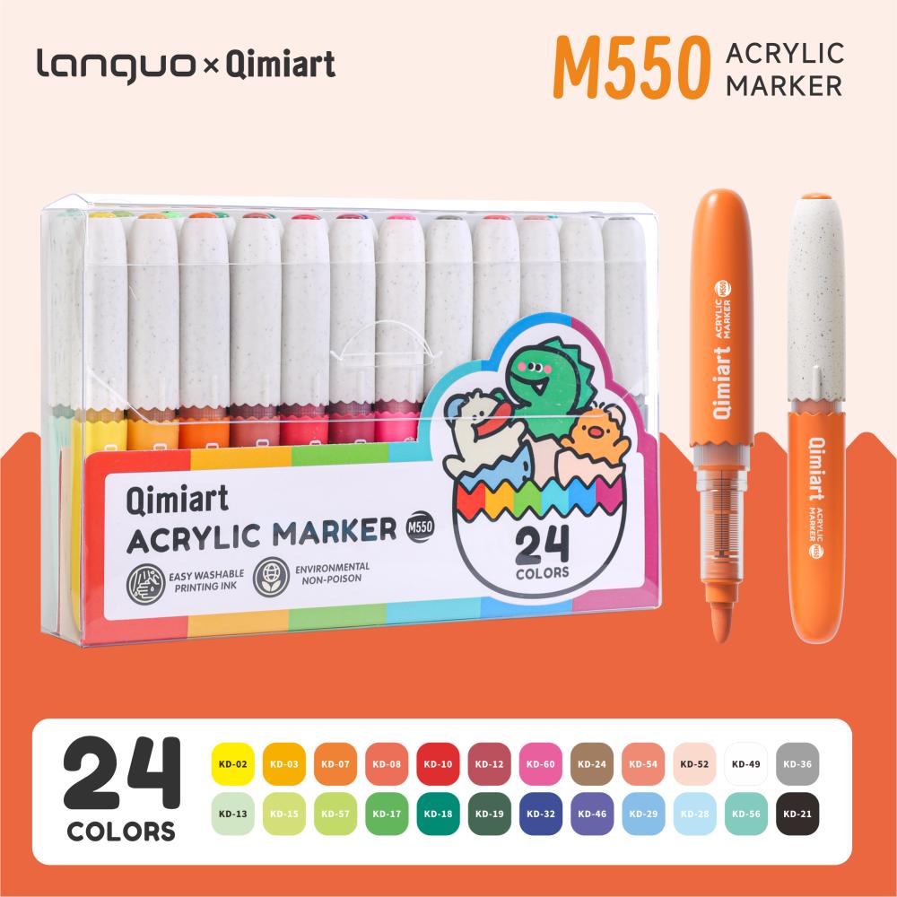 

Languo 24-60 Colors Direct Liquid Acrylic Paint Pens with Bag Brush Marker Pen for Painting Stone Diy Art Supplies Stationery
