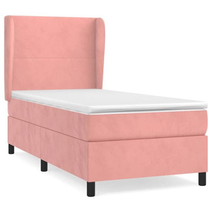 3129068 vidaXL Divan Bed with Mattress Pink 90x190 Cm Velvet