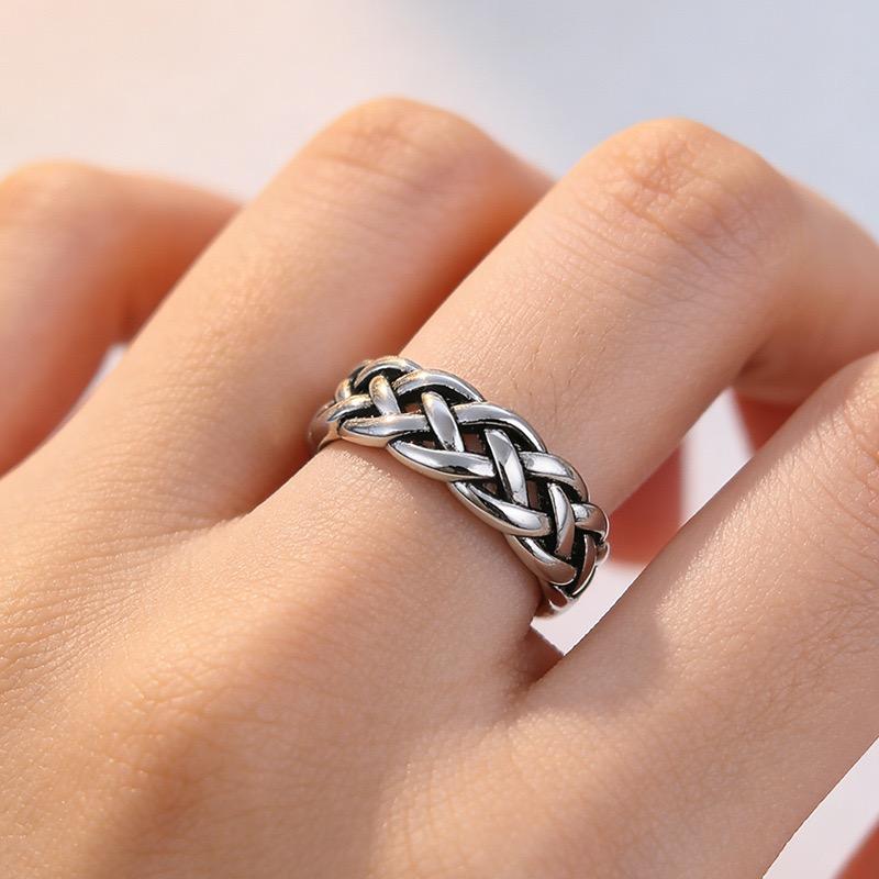 Xiaomi BF CLUB 925 Sterling Rings for Women Simple Geometric Handmade Irregular Retro Chain Ring Allergy For Birthday Gift