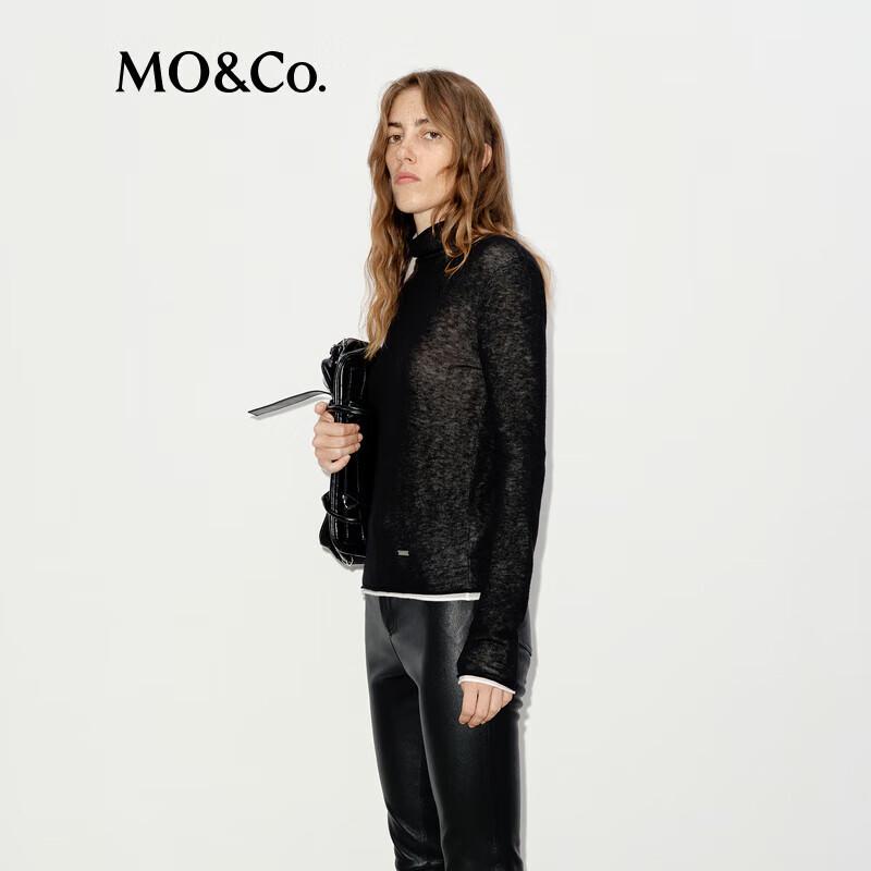 MO&Co. Women's Merino Wool High-Neck Layered Pullover