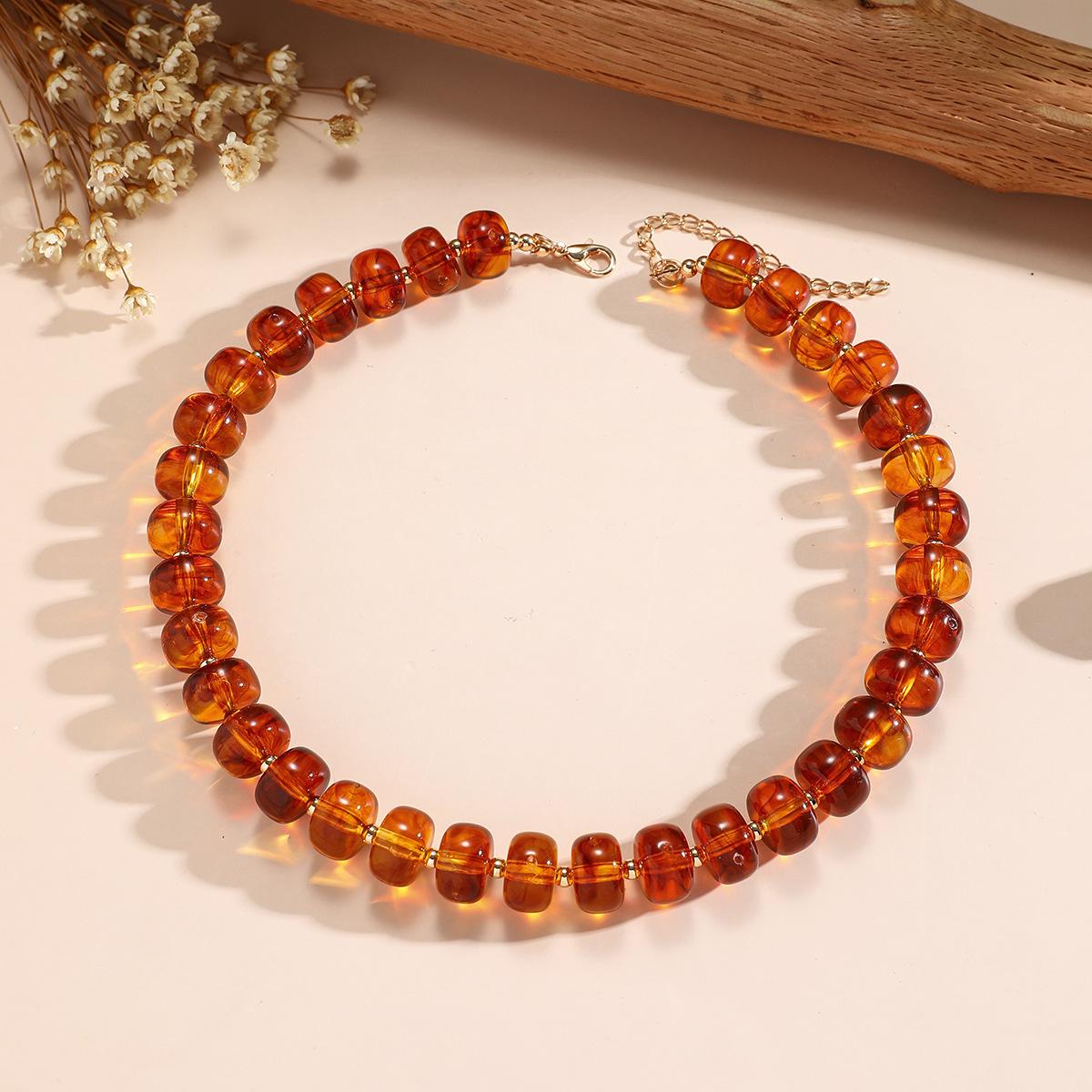 European & American Cross Acrylic Abacus Beaded Necklace: Simple, Versatile, High-End Feel for Women