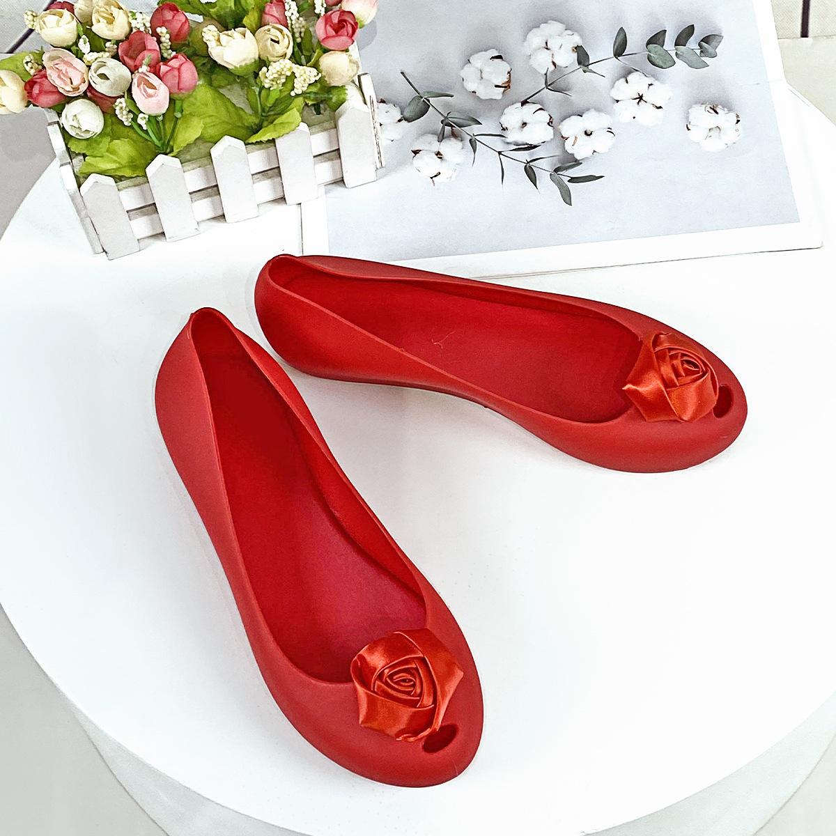 

Fashion Women S Low-Heeled Sandals Non-Slip Rose Versatile Single Shoes Can Be Worn In All Seasons 36 красный