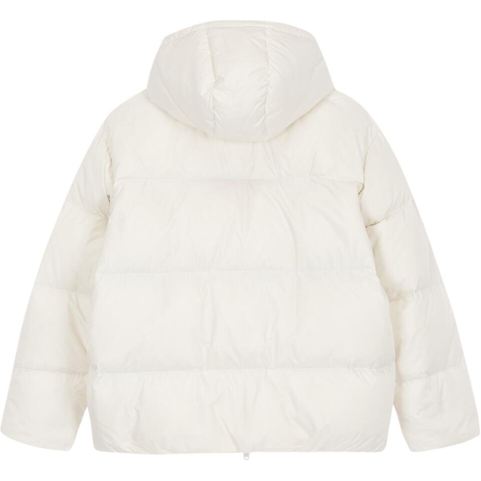 Calvin Klein Minimalist Comfortable Fashion Loose Glossy Hooded Down Jacket Men Outerwear White J327349-YBI