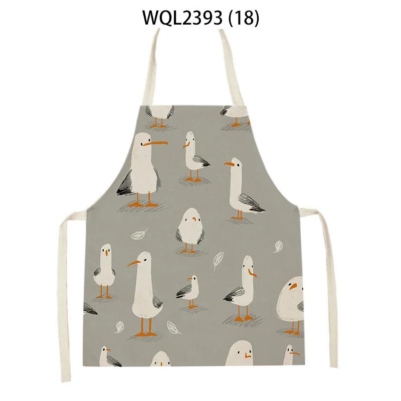 Home Kitchen Cooking Aprons Lovely Animal Bears Printed Sleeveless Linen Colorful Aprons for Men Women Baking Accessories