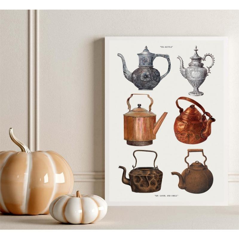 Modern Retro Kitchen Teapot Art Minimalist Illustrations Posters Prints Canvas Painting Wall Art Picture Living Room Home Decor