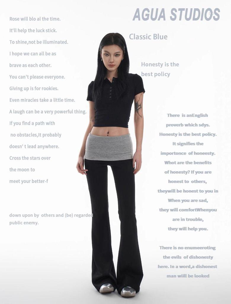 Wiosna 2025 Damskie Spodnie Dresowe do Jogi Slim Fit Micro Flare w Patchworku z Bloku Kolorystycznego