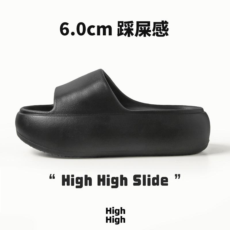 8.0CM black muffin cool slippers women's summer height increase thick bottom new fashion high sense trend outer wear
