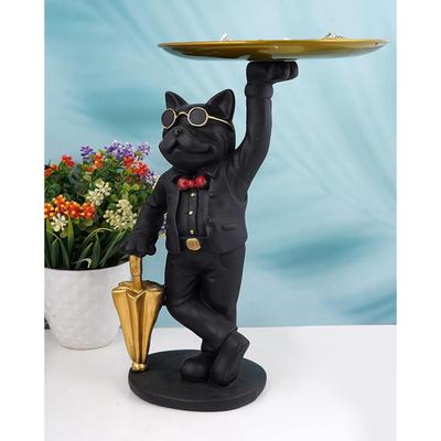 Dog Showpiece for Home Decor Showpiece (11 Inch, Black), Silk(Resin)