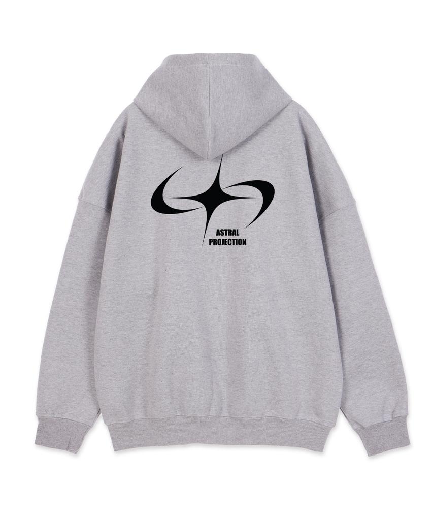 Astral Projection Star Swing Oversized Wide Shoulder Zip-Up Hoodie_Melange