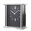 Wm.Widdop Silver Mantel Clock Navy Blue Dial